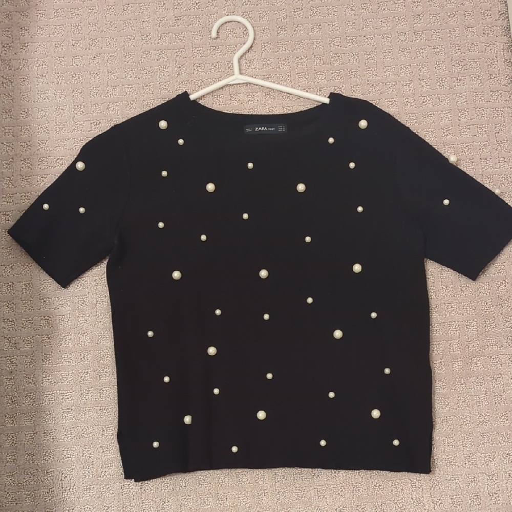 Zara Knit Pearl Top